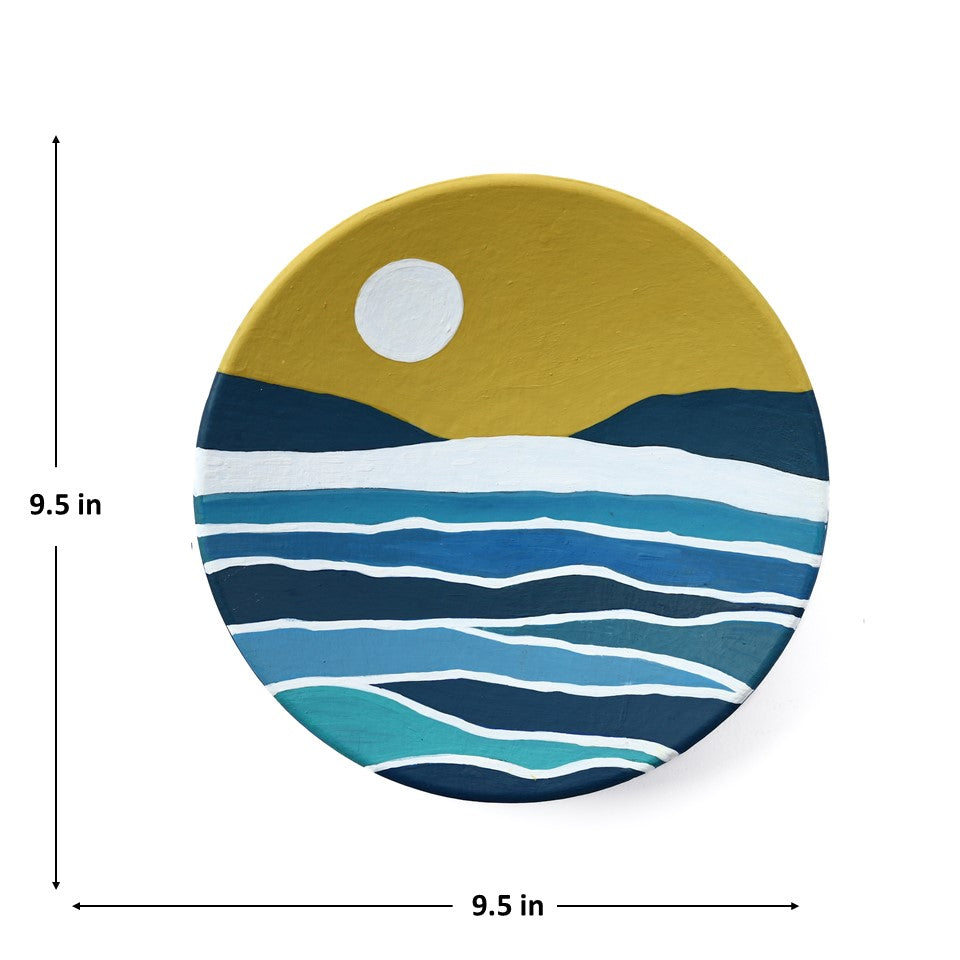 'Serene Nature' Hand-Painted Terracotta Decorative Wall Plate, Set of 2 (9.5 Inch)