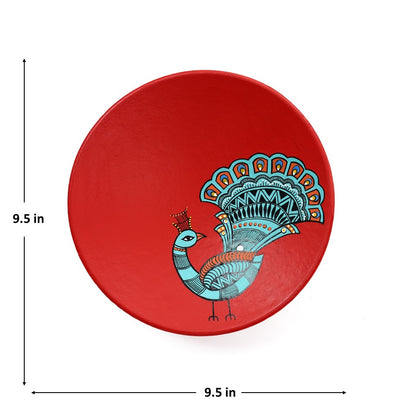 Handpainted Terracotta Decorative Wall Plate, Set of 4 (9 Inch)