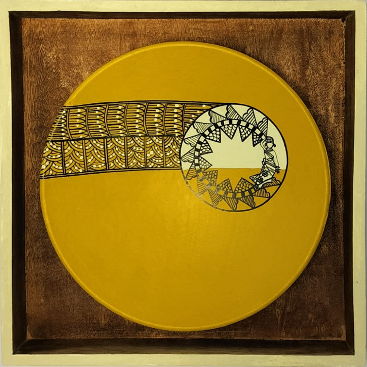 Artysta 'Mustard Tribe' Handmade Wooden Wall Frame (Off White Border)