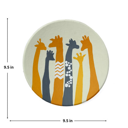 'Herd of Giraffe' Hand-Painted Terracotta Decorative Wall Plate, 9 Inch