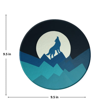 'Nature's Blues' Handpainted Terracotta Decorative Wall Plate, Set of 2 (9 Inch)