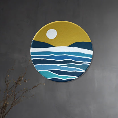 'Sea Side' Handpainted Terracotta Decorative Wall Plate, 9 Inch