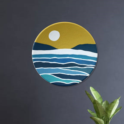 'Serene Nature' Handpainted Terracotta Decorative Wall Plate, Set of 2 (9 Inch)