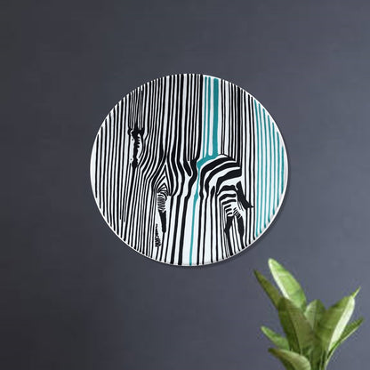 'Majectic Zebra' Handpainted Terracotta Decorative Wall Plate, 9 Inch