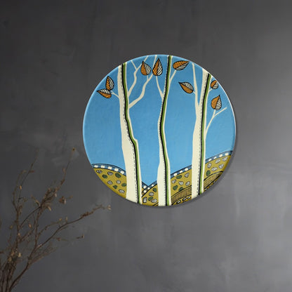 'Nature's Vibe' Handpainted Terracotta Decorative Wall Plate, 9 Inch