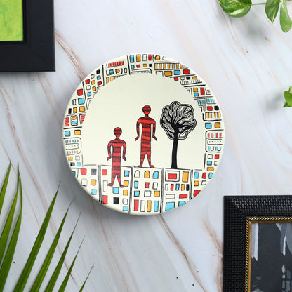 'Future World' Handpainted Terracotta Decorative Wall Plate, 9 Inch