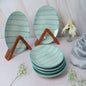 'Green Stripe' Ceramic Side & Quarter Plates, Set of 6 (7 Inch)