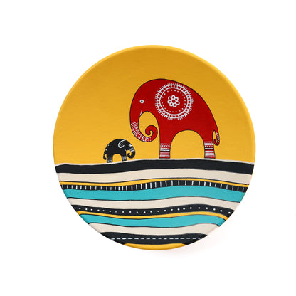 'Mother's Love' Yellow Handpainted Terracotta Decorative Wall Plate, 9 Inch