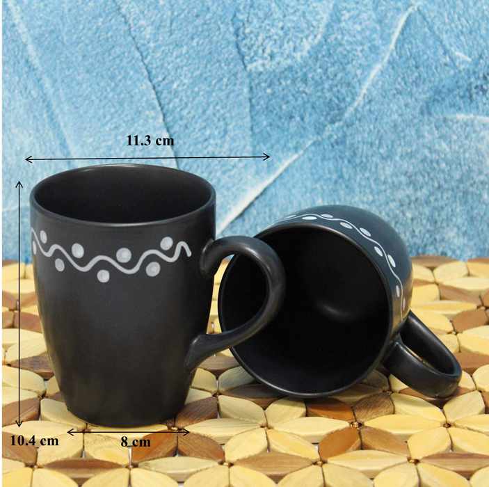 "Mottled Mug" Ceramic Coffee Mug in Black Color Set Of 2 - artystagallery