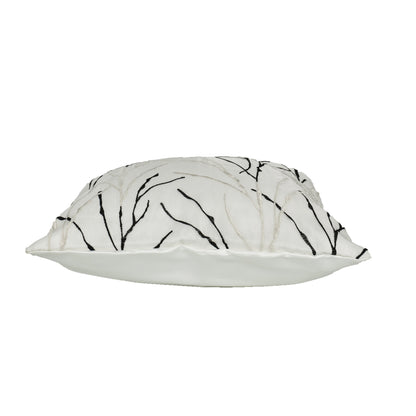 'Midnight Branches' White Cushion Covers In Organza Tissue With Thread Work (16 x 16 Inch)