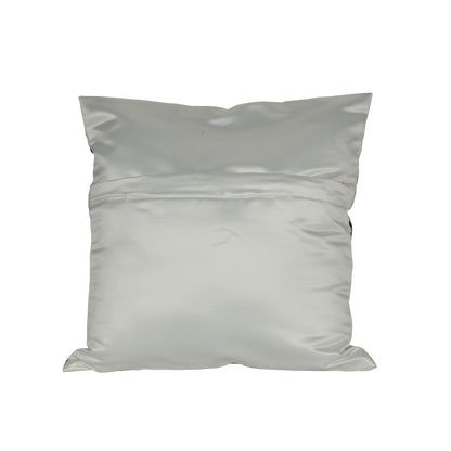 'Midnight Branches' White Cushion Covers In Organza Tissue With Thread Work (16 x 16 Inch)