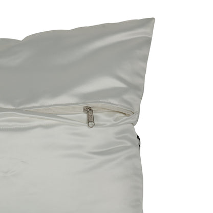 'Midnight Branches' White Cushion Covers In Organza Tissue With Thread Work (16 x 16 Inch)