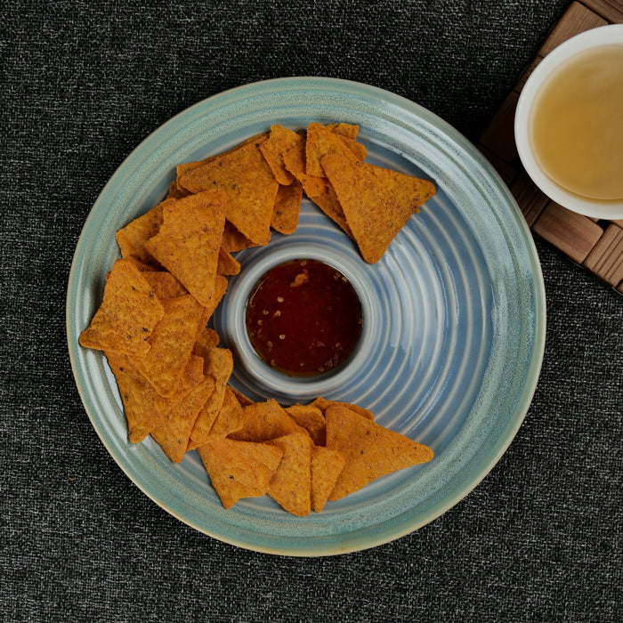 'Spiral Chills' Studio Pottery Chip-N-Dip Ceramic Serving Platter, 10 Inch