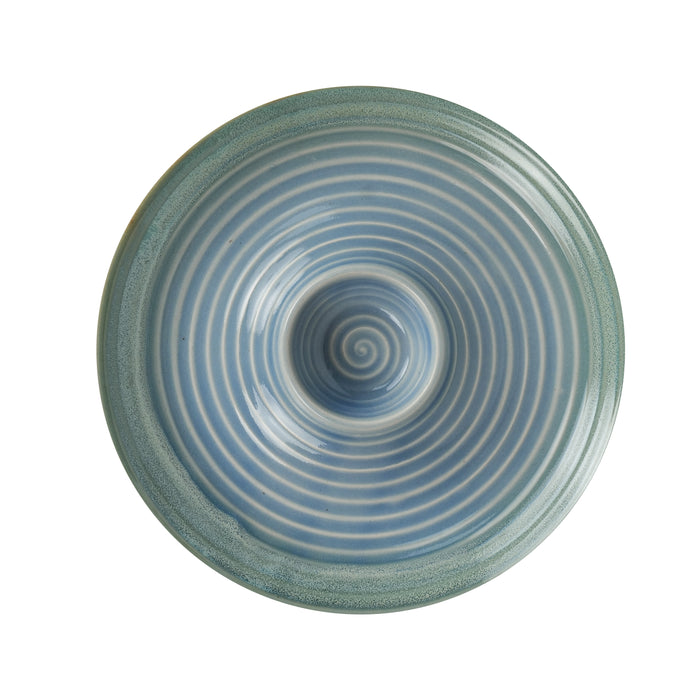 Artysta 'Spiral Chills' Hand-glazed Ceramic Studio Pottery Chip-N-Dip Serving Platter - artystagallery