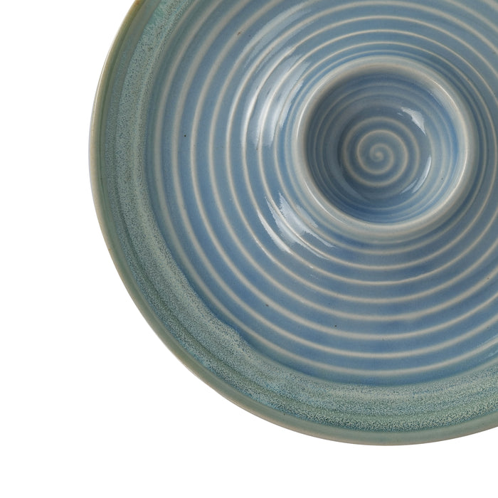 Artysta 'Spiral Chills' Hand-glazed Ceramic Studio Pottery Chip-N-Dip Serving Platter - artystagallery
