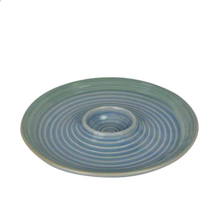 'Spiral Chills' Studio Pottery Chip-N-Dip Ceramic Serving Platter, 10 Inch
