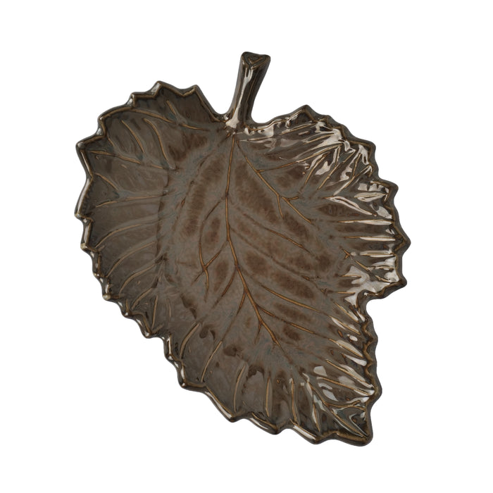 Artysta 'Serrated Brown Leaf' Ceramic Studio Pottery Serving Platter - artystagallery