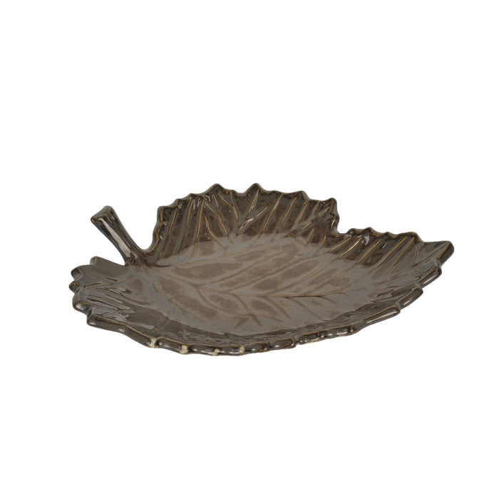 Artysta 'Serrated Brown Leaf' Ceramic Studio Pottery Serving Platter - artystagallery