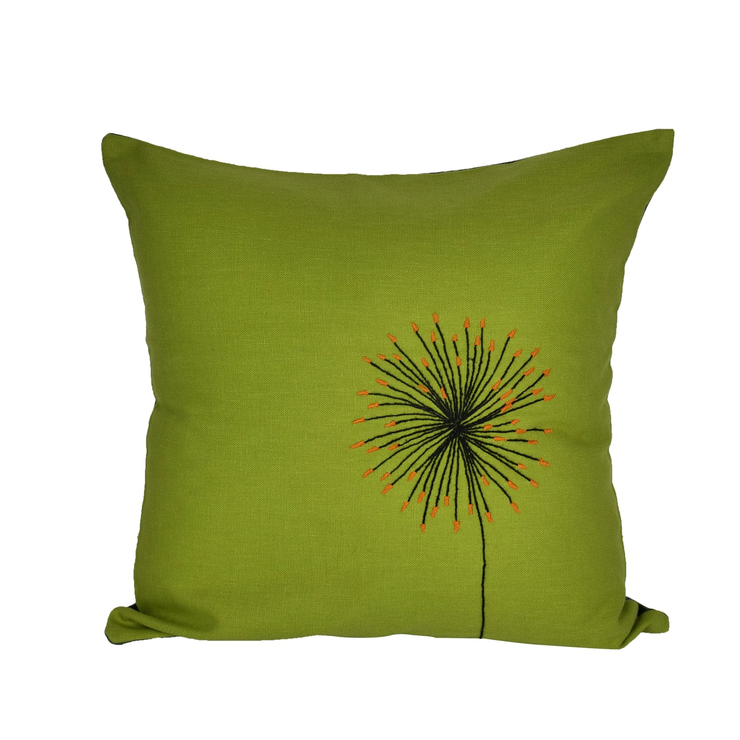 'A Breezy Aura' Hand Embroidered Linen Cushion Covers (16 x 16 Inch)