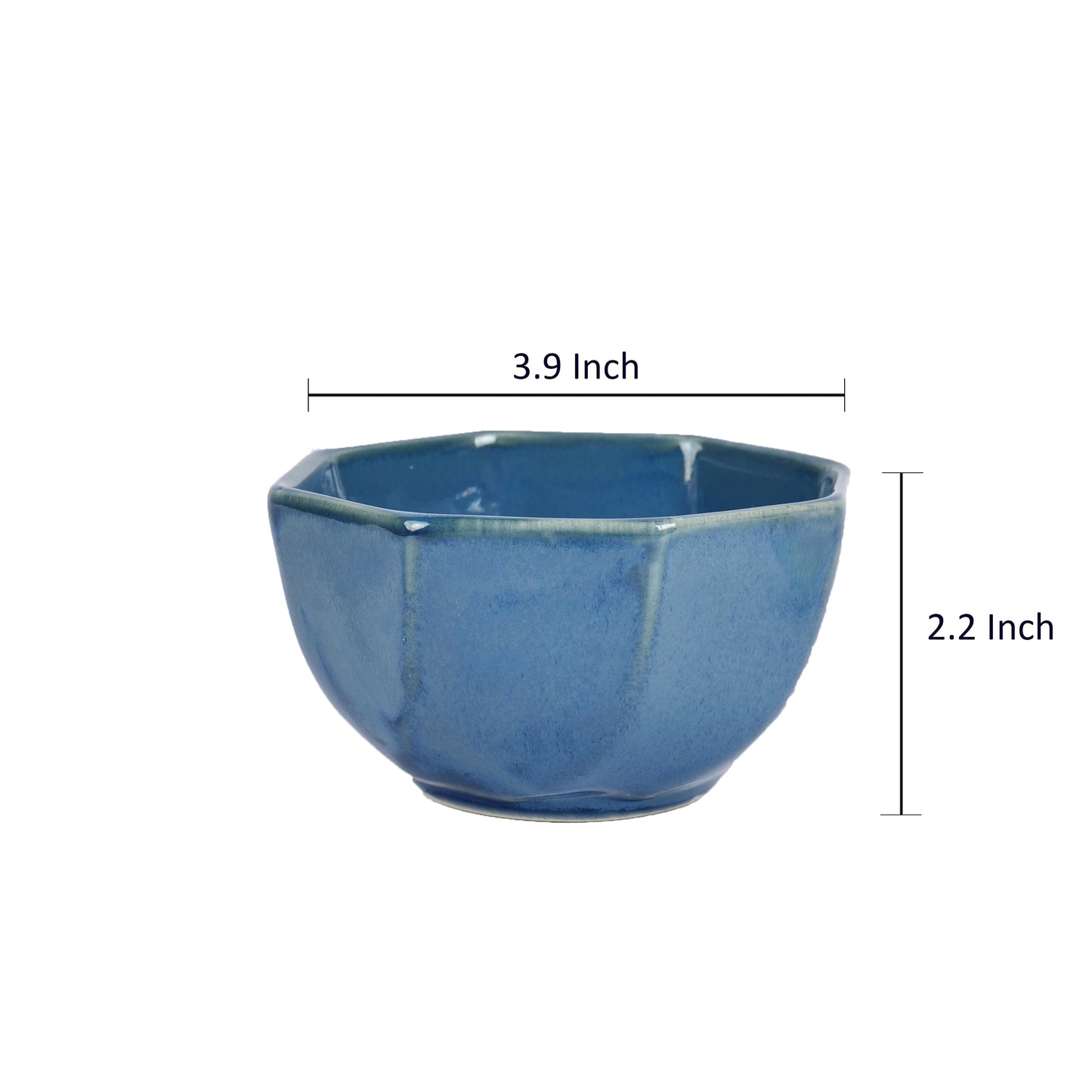 'Octad Blue' Ceramic Studio Pottery Dining Bowls/Katoris (Set of 4)