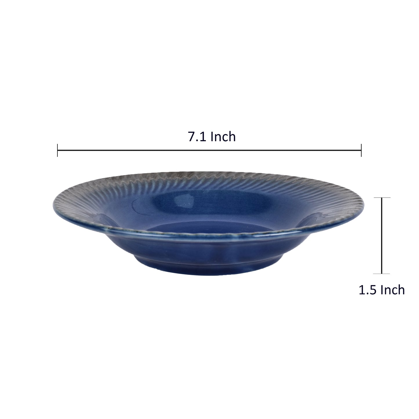 'Hemmed Blue' Studio Pottery Ceramic Noodles & Pasta Plate (Set of 2)
