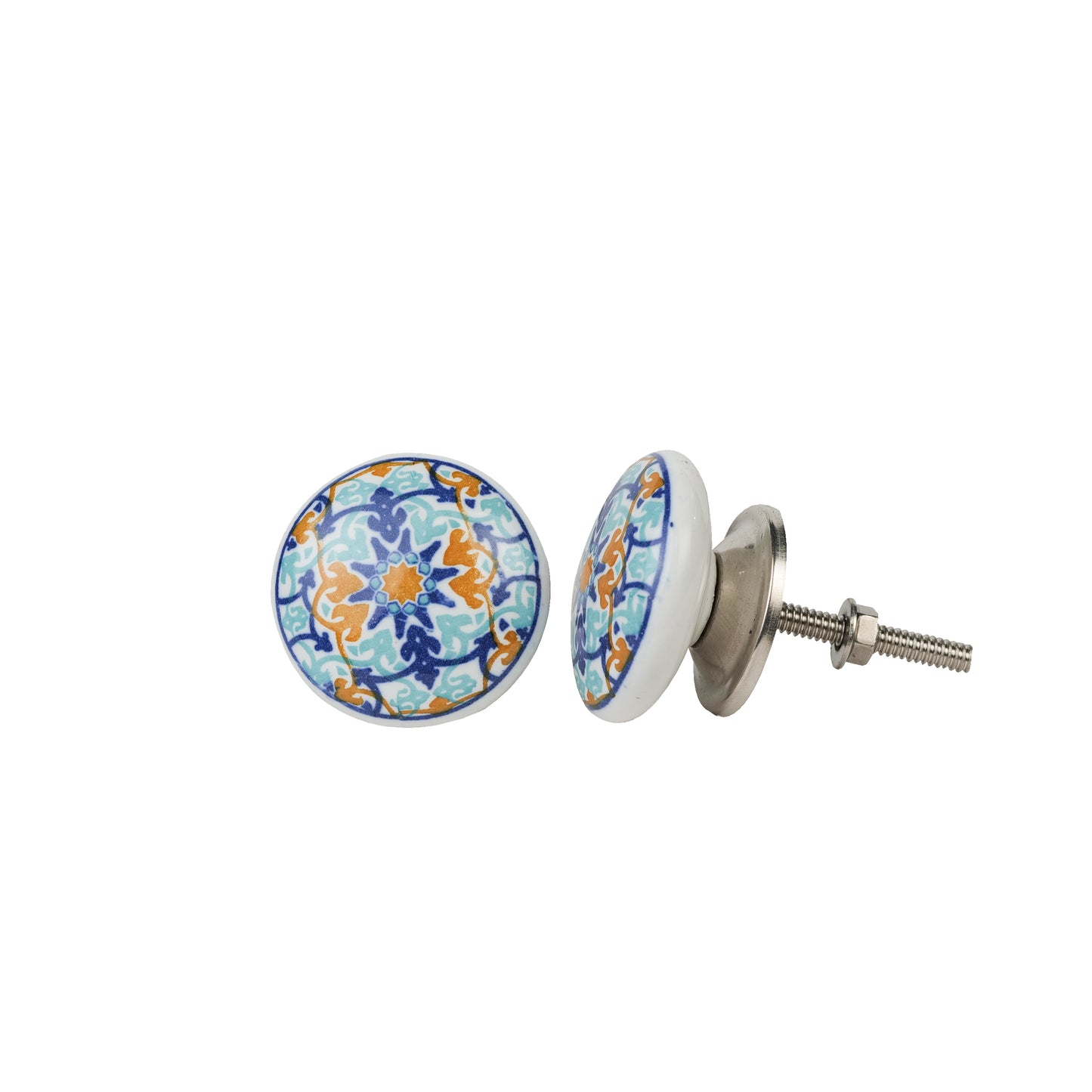 Blue Floral Handpainted Ceramic Door Knob/Drawer Knob