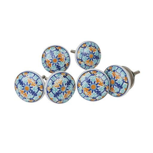 Blue Floral Handpainted Ceramic Door Knob/Drawer Knob