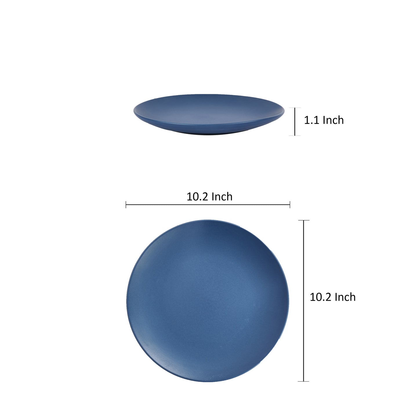 'Pastel Blue' Studio Pottery Ceramic Dinner Plates In Matt Blue, 10.2 inch