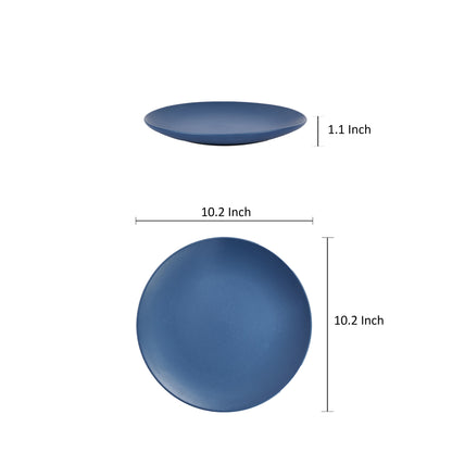 'Pastel Blue' Studio Pottery Ceramic Dinner Plates In Matt Blue, 10.2 inch