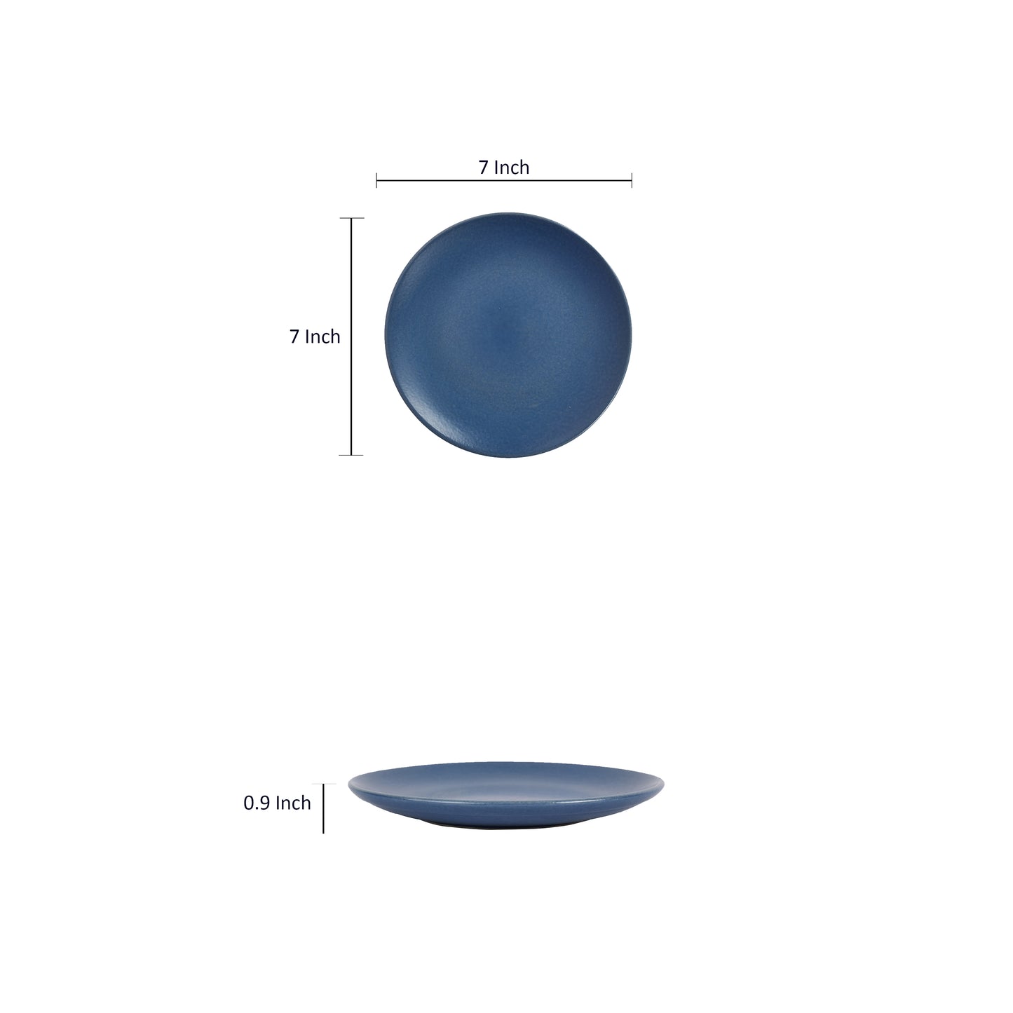 'Pastel Blue' Ceramic Side & Quarter Plates, Set of 6 (7 Inch)