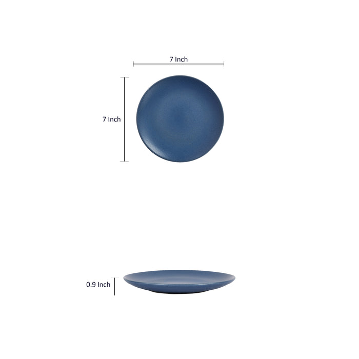 'Pastel Blue' Studio Pottery Ceramic Side & Quarter Plates, 7 Inch