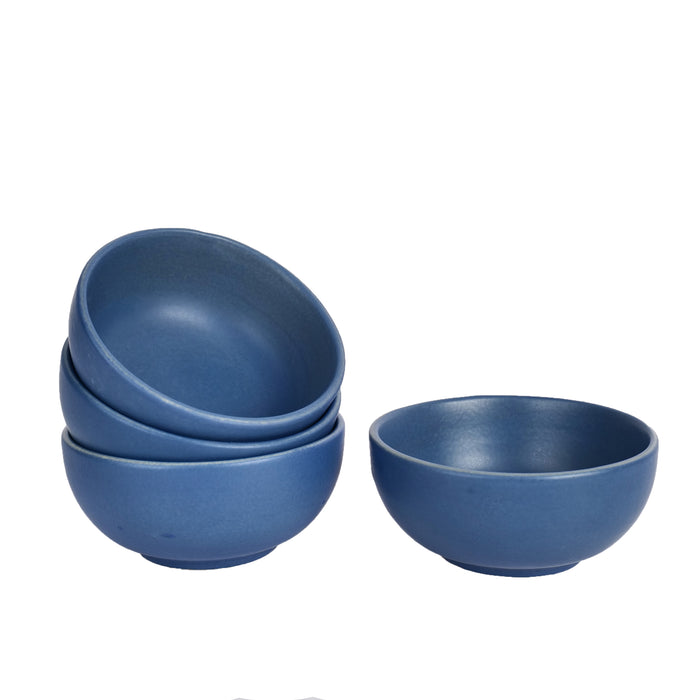 'Pastel Blue' Ceramic Veg Serving Bowls (Set of 6, 150 ML)
