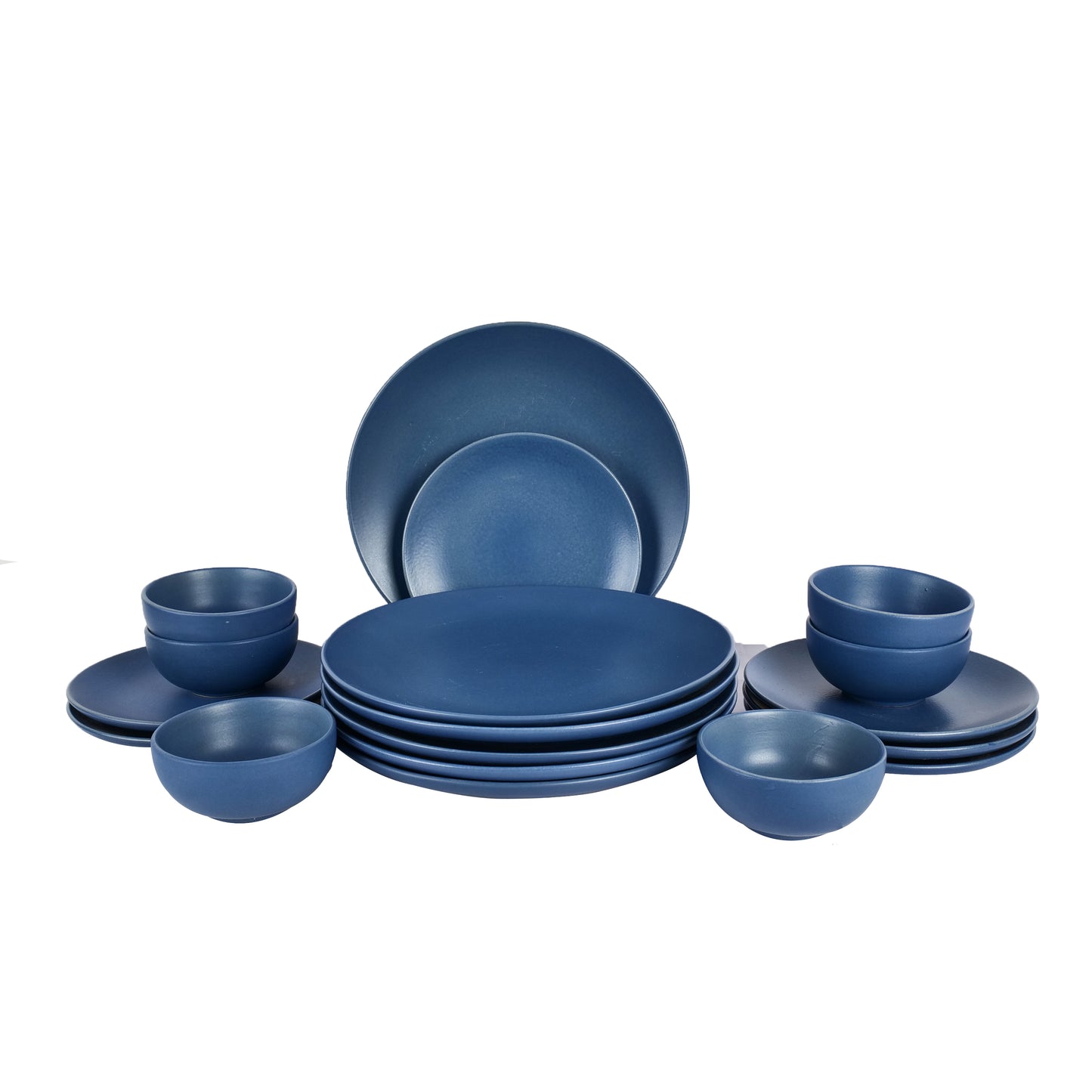 'Pastel Blue' Studio Pottery Ceramic Dinner Set In Blue Matt Color (18 Piece)