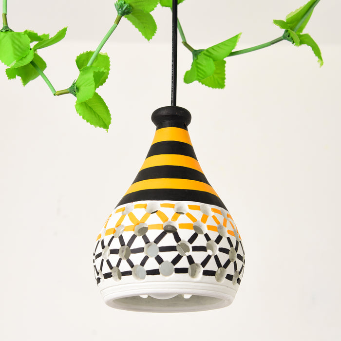 'Honey Comb' Terracotta Hand-Painted Hanging Lamp