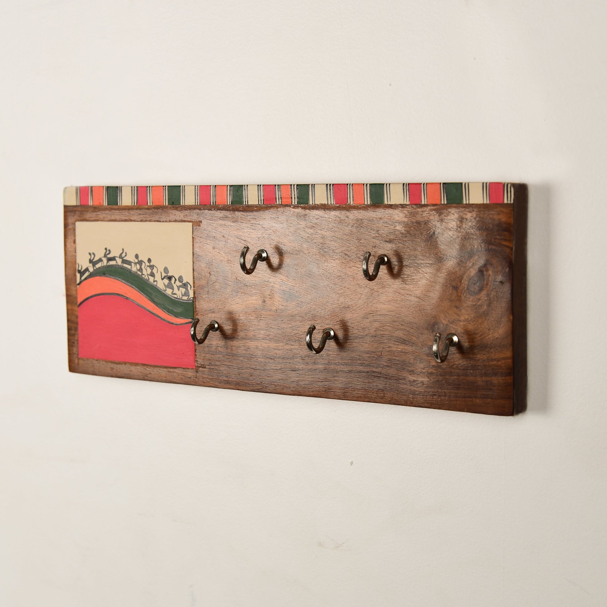 Handcrafted 'Warli' Wooden Key Holder