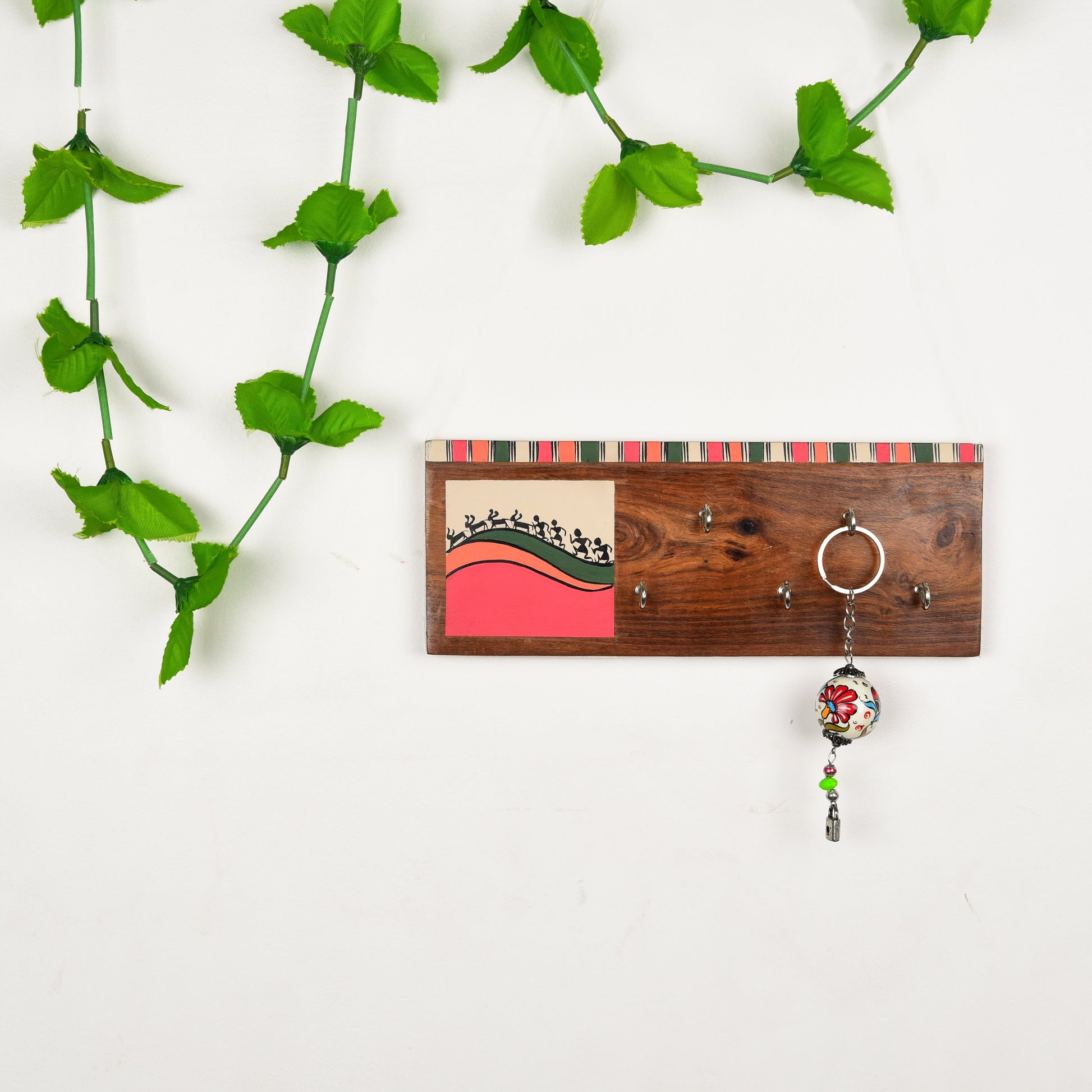 Handcrafted 'Warli' Wooden Key Holder