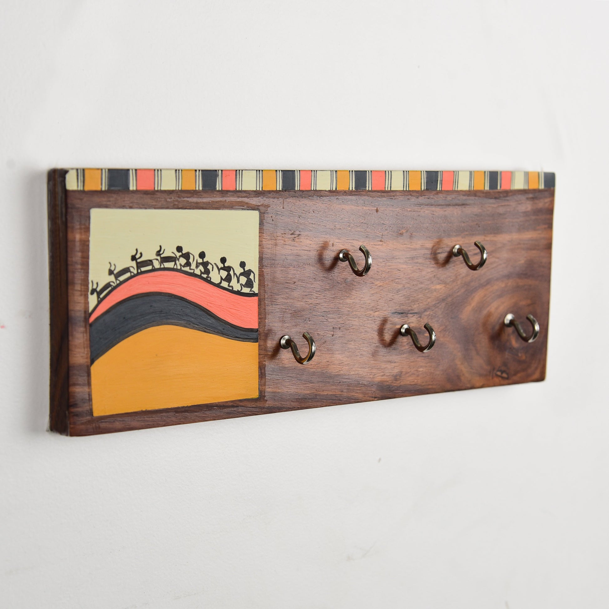 'Warli' Handcrafted Wooden Key Holder For Home Décor