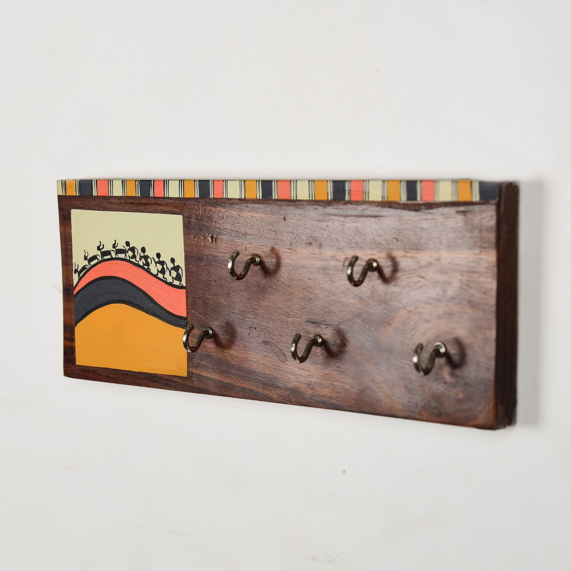 'Warli' Handcrafted Wooden Key Holder For Home Décor