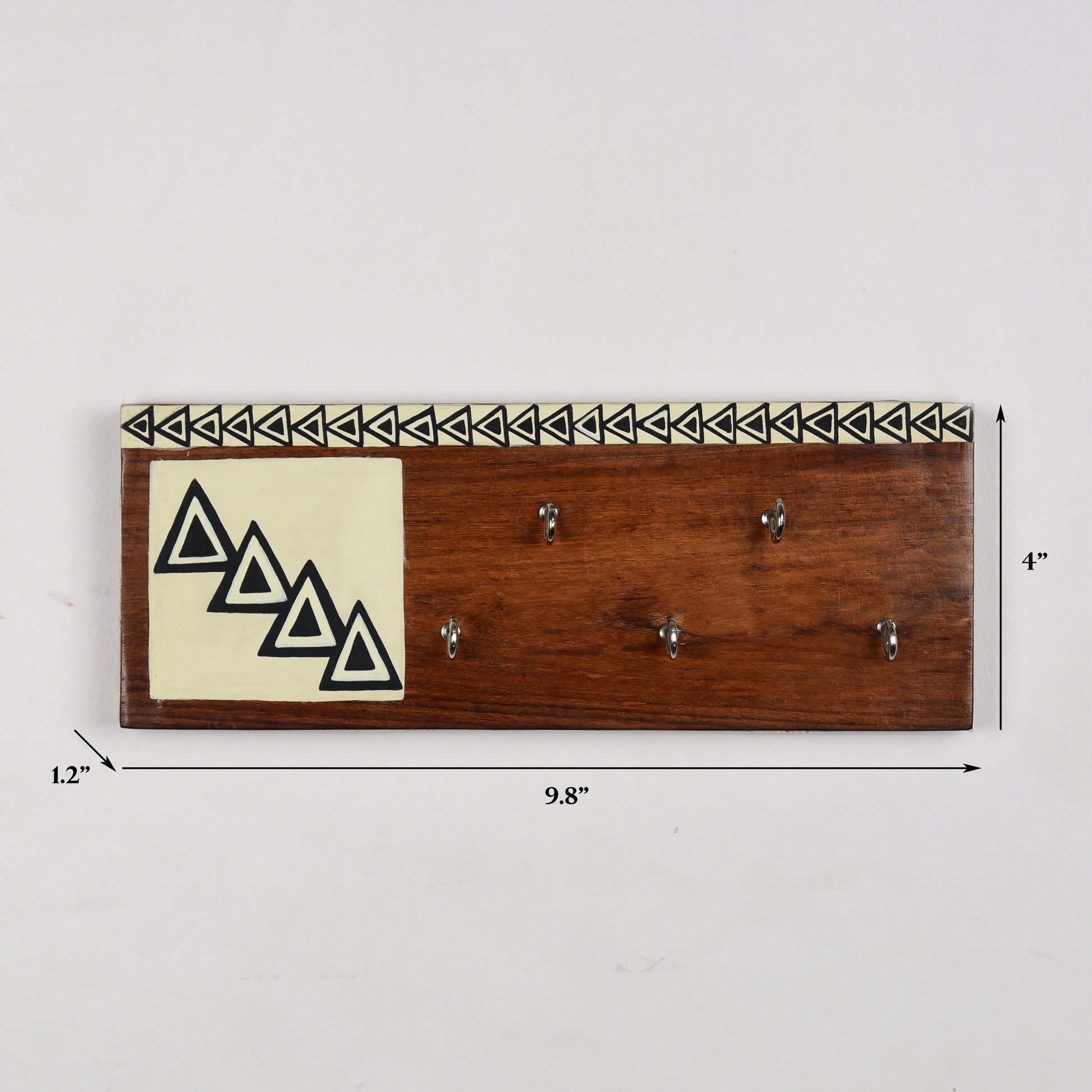 Handcrafted Wooden Decorative Key Holder In White And Black Color