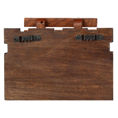 'Warli Block' Handcrafted Wooden Key Holder for Wall (4 Key Hooks)