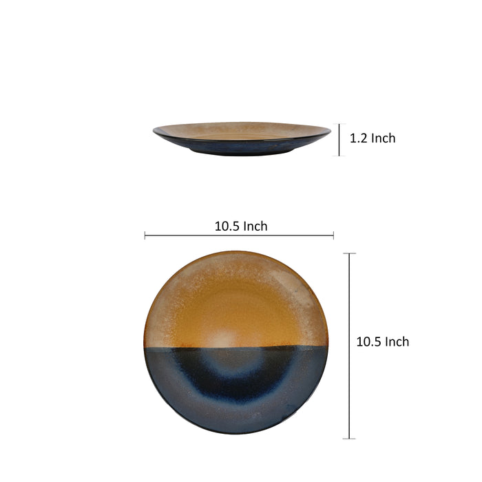 'Dual Toned Ridges' Ceramic Studio Pottery Dinner Plates 10.5 Inch