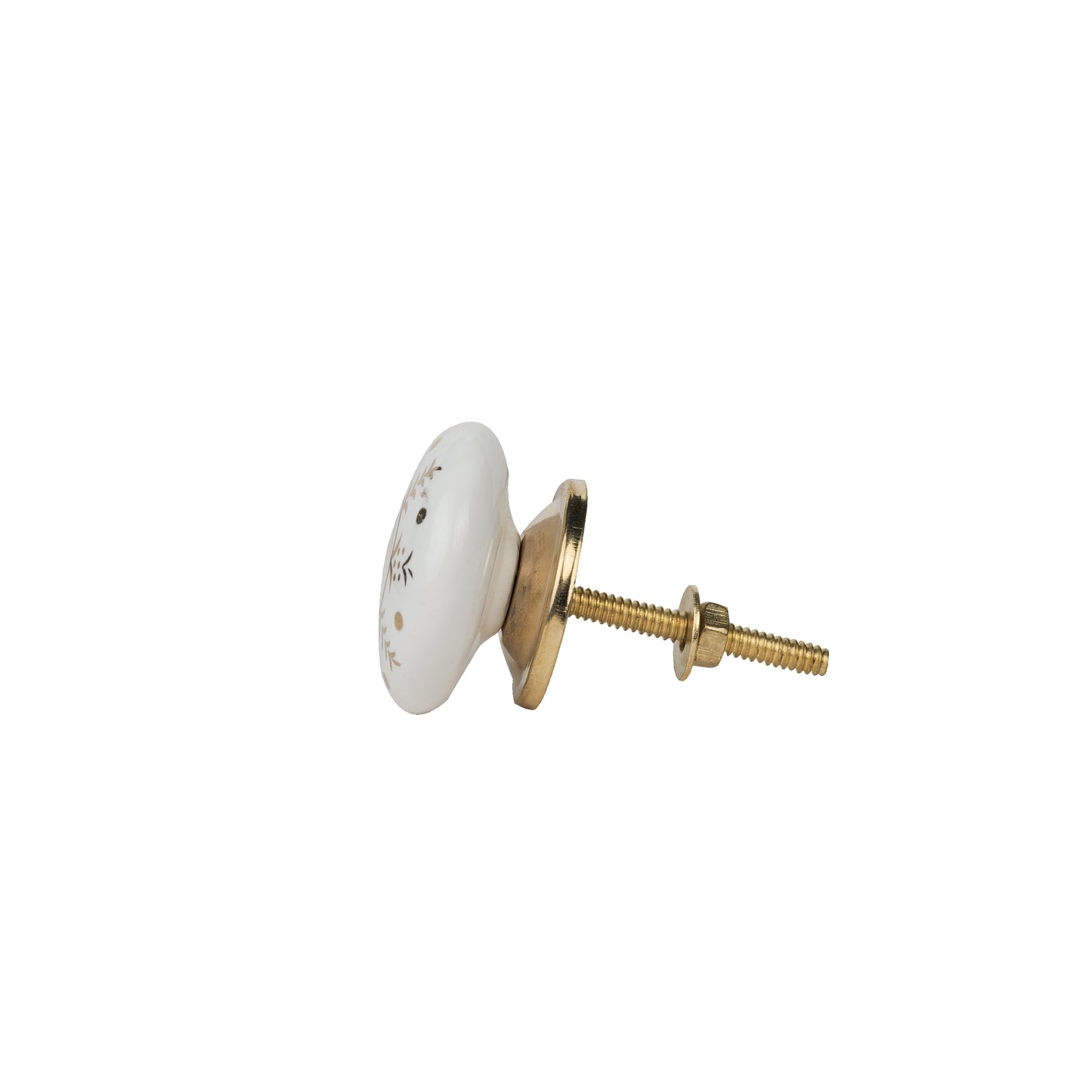 Snow Flakes Ceramic Drawer Knobs in Golden and White Color