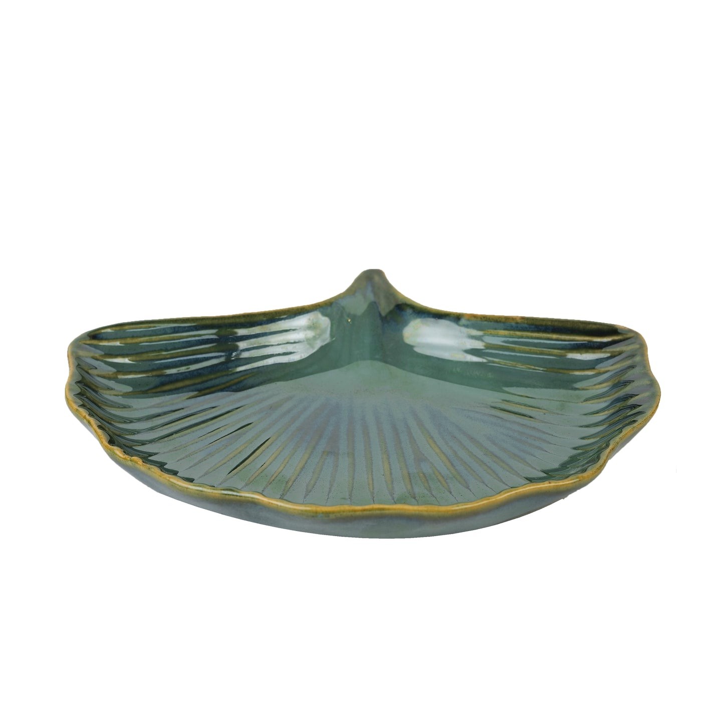 Sea Shell Ceramic Serving Platter In Green Color