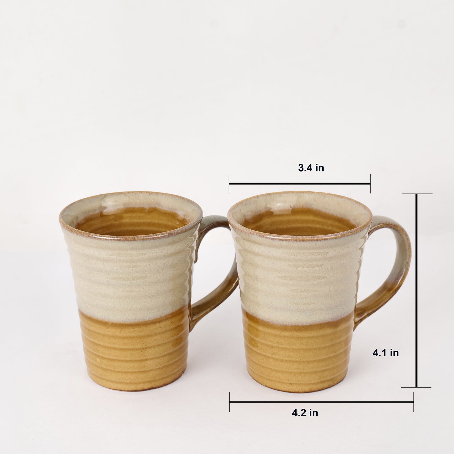 'Ridged' Studio Pottery Ceramic Coffee Mugs (Set of 2) - artystagallery