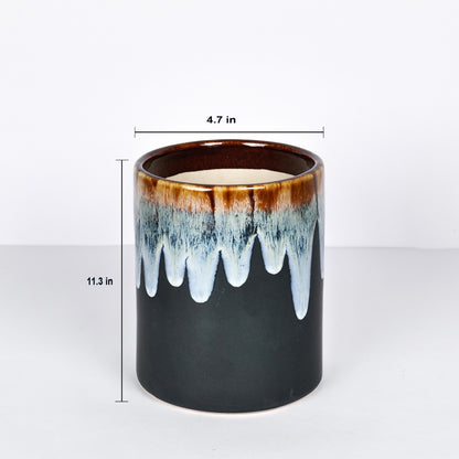 'Smokey Honey Drips' Hand Glazed Ceramic Studio Pottery Planter - artystagallery