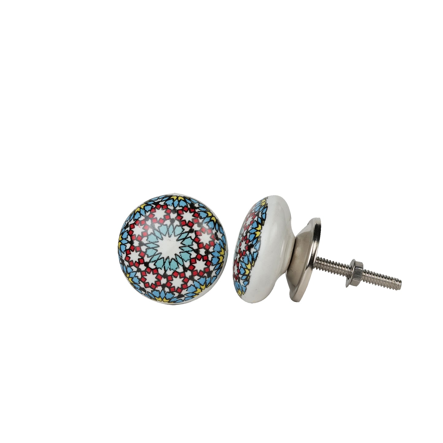 Blue Kaleidoscope Handpainted Ceramic Door Knobs