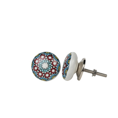 Blue Kaleidoscope Handpainted Ceramic Door Knobs