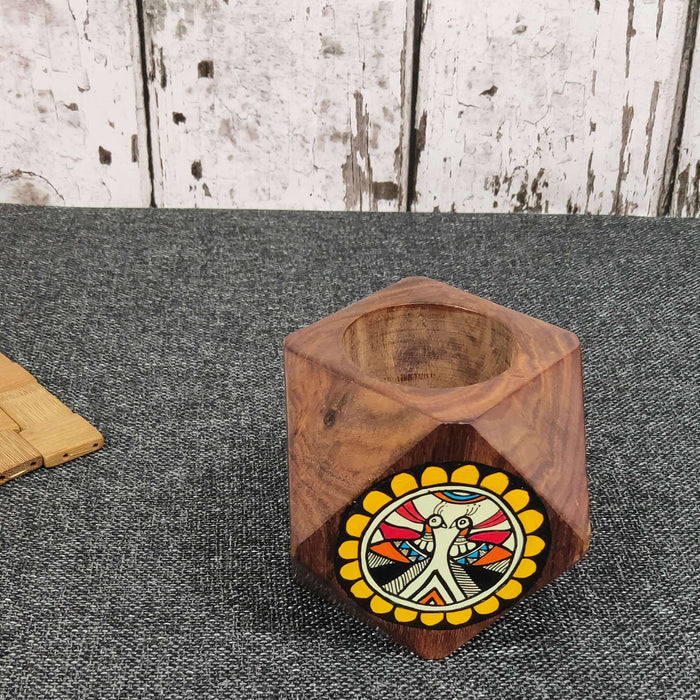 'Back To Woods' Sheesham Wood Pen Stand For Desk - artystagallery