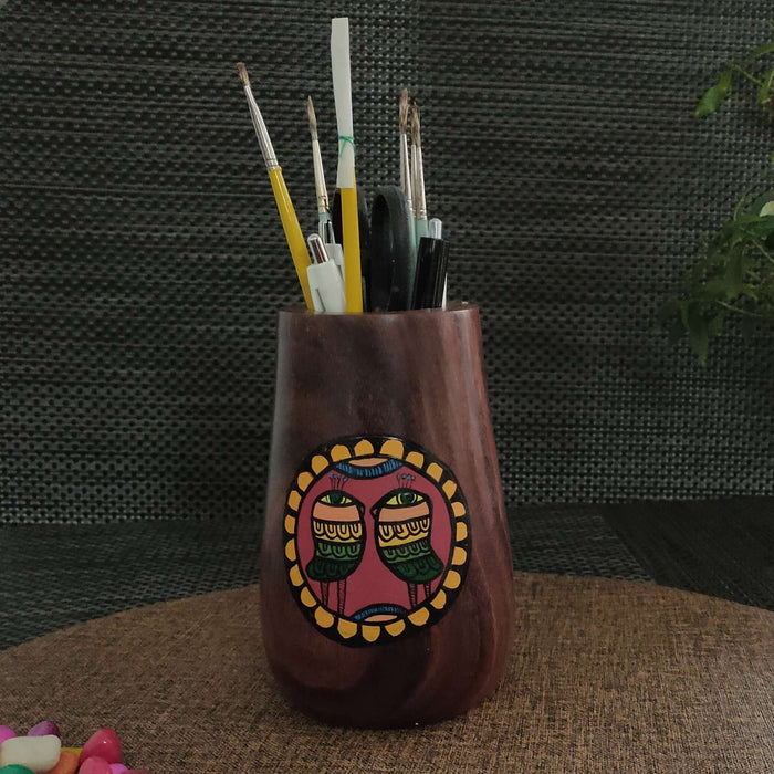 'Back To Woods' Multi Utility Wooden Cutlery Stand Cum Pen Holder - artystagallery