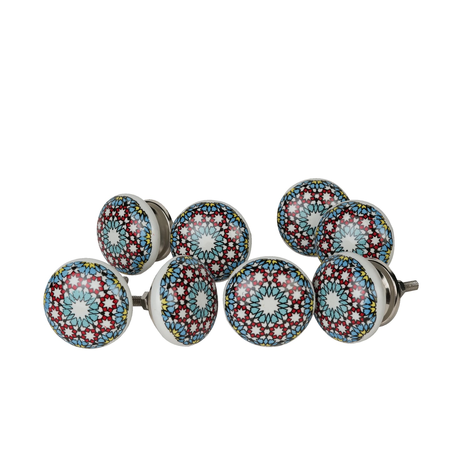 Blue Kaleidoscope Handpainted Ceramic Door Knobs